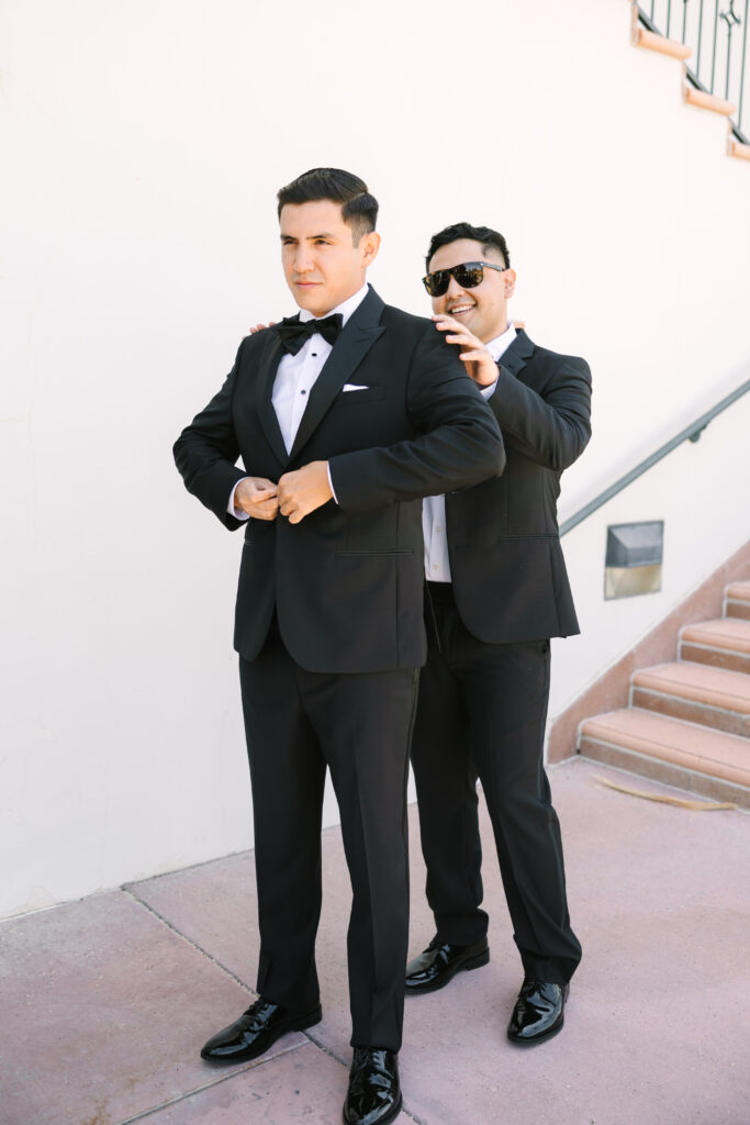 Groom getting ready at bakersfield country club