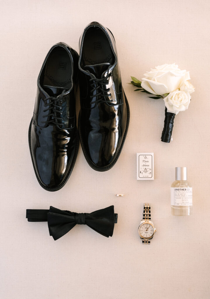 Groom wedding day flatlay photos
