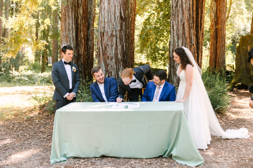 Ketubah signing for a wedding in Santa Cruz